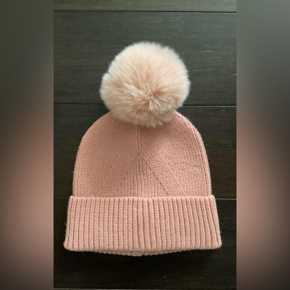 Vince Camuto Peach Pom-Pom Knit Hat